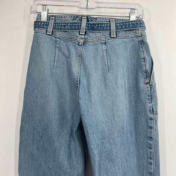 Abercrombie & Fitch High Rise Mom Jeans Raw Hem Belted - Picture 6 of 7